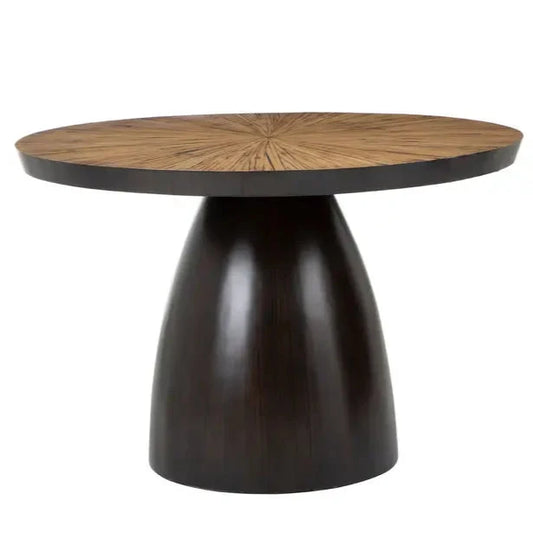 Japandi Bamboo Dining Table Black and Brown