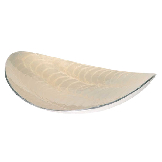 Oval Shaped Bowl with Wave detailing, pearl iridescent detail